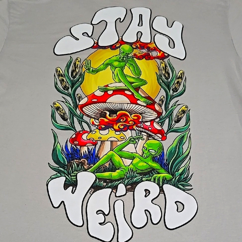 Stay Weird Graphic T-Shirt - Light Gray